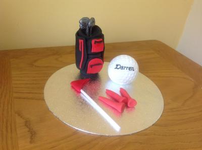 Golf Bag Golf Ball Flag and Golf Tees Cake Topper
