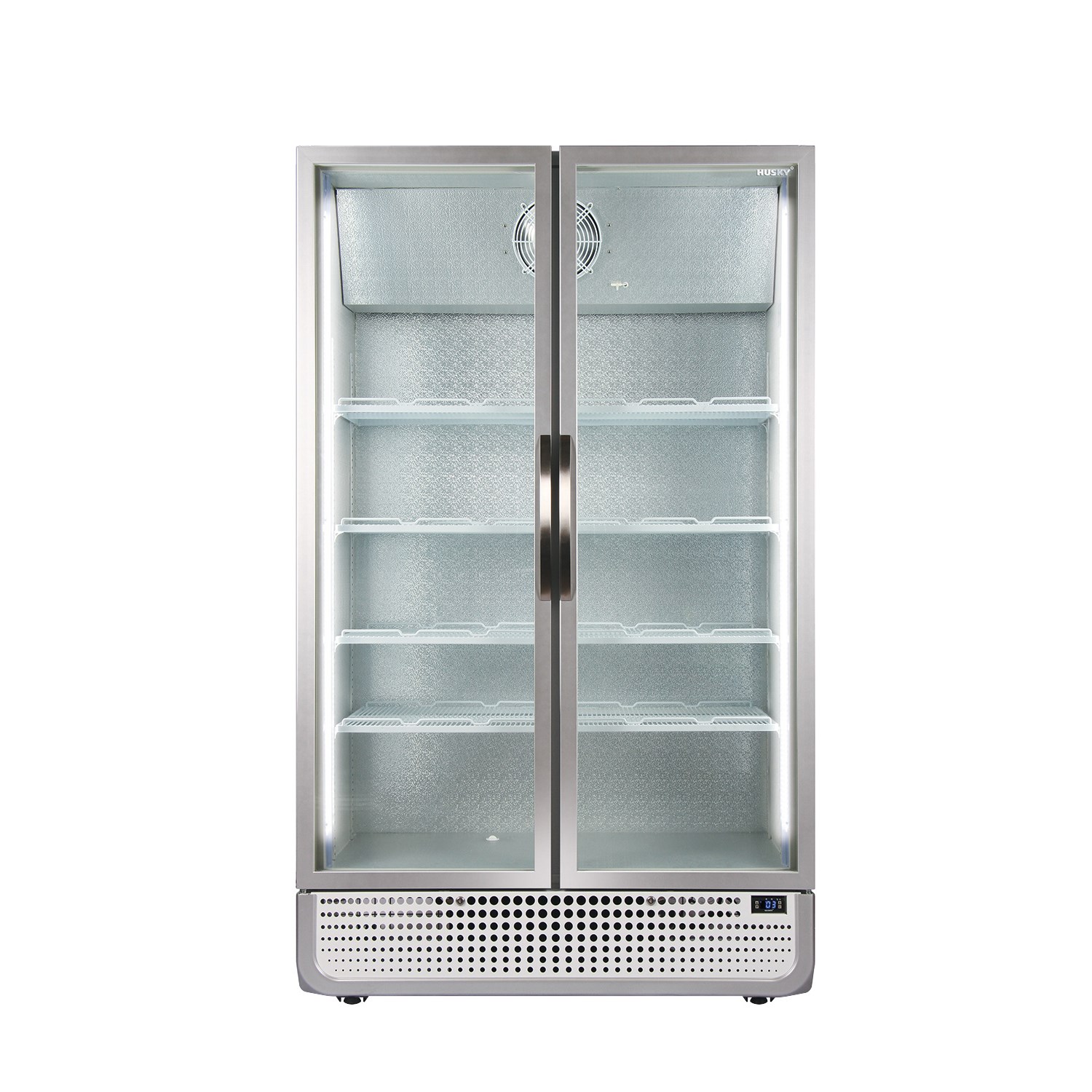 Husky 885 Litre PRO Mega Double Glass Door Display Fridge Chiller White