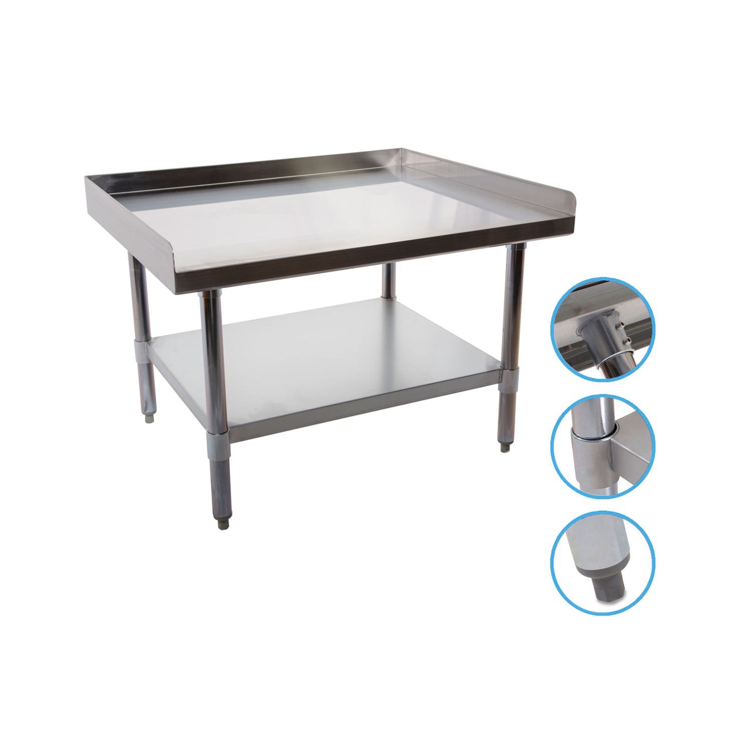 Quattro 900mm Stainless Steel Equipment Table Stand with 3 Side Turnup