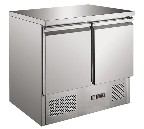 Ice-A-Cool ICE3801GR - 2 Door Refrigerated Prep Counter Solid Top S901
