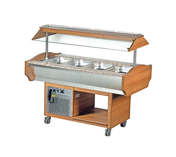 Blizzard Refrigerated Salad Bar WIth 4 x 1-1 GN Size Top, Illuminated Canopy Plu