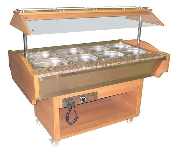 Heated Carvery 4 x 1-1 GN Size Top WIth Sneeze Screen - Gantry Plus Granite Worktop