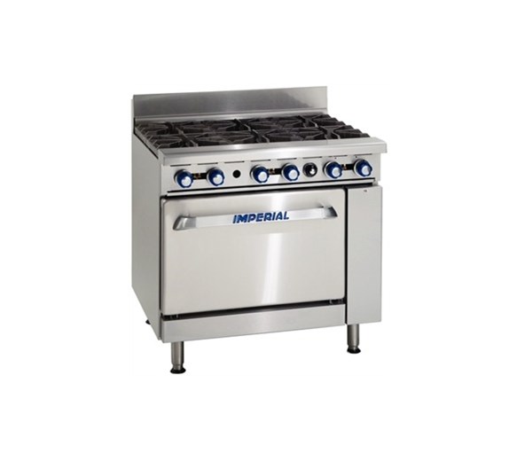 Imperial IR6 Heavy Duty 6 Burner Range Cooker Natural Gas Stub Back