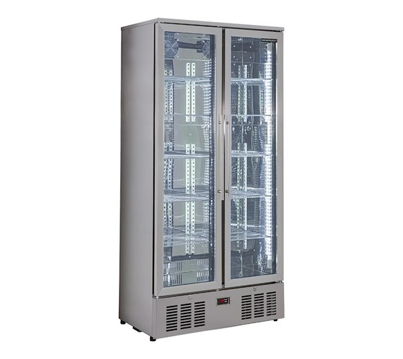 Genfrost Commercial Double Glass Door Display Fridge in Stainless Steel GBB500SS Genfrost Commercial Double Glass Door Display Fridge in Stainless Steel GBB500SS
