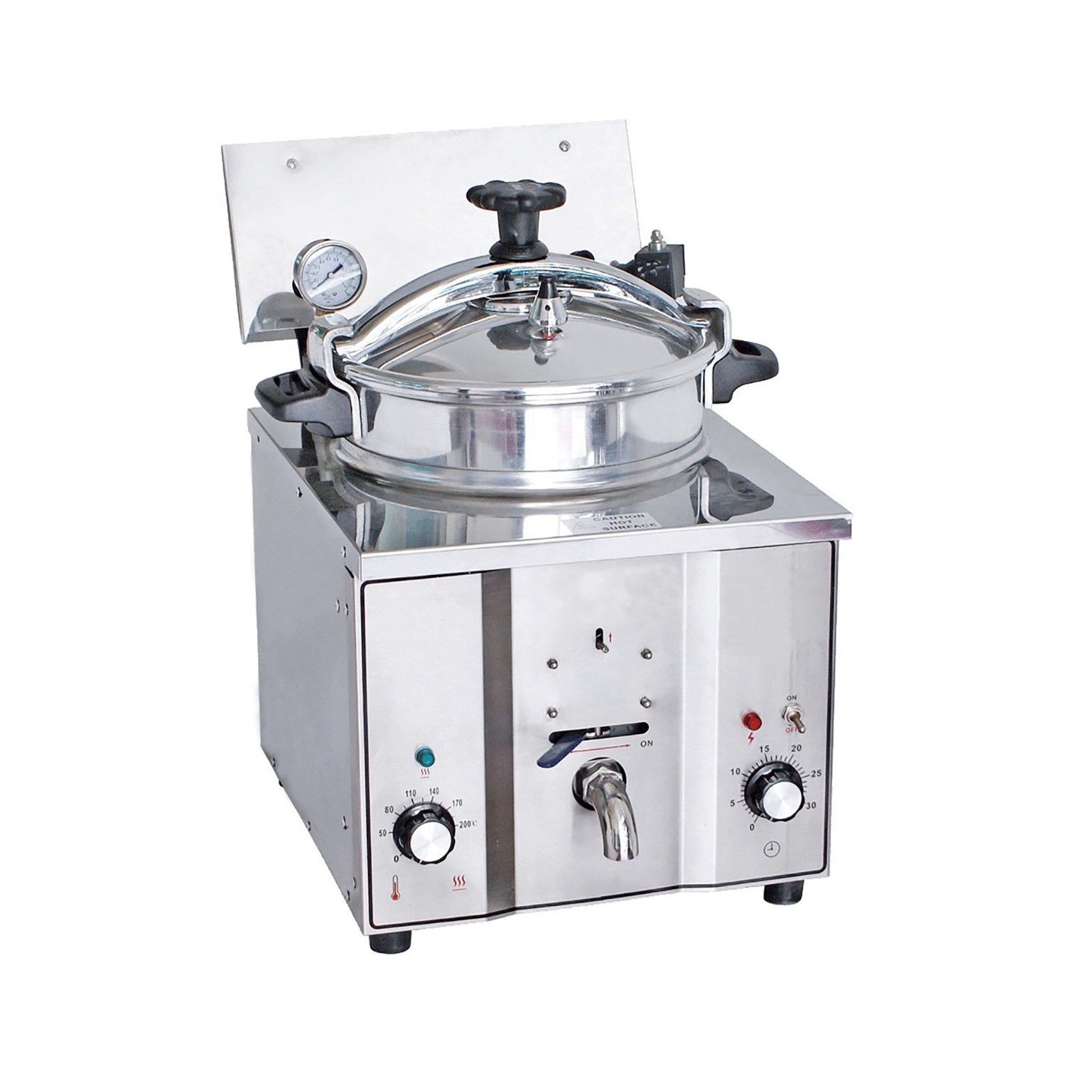 Quattro 17 Piece Countertop Electric Chicken Pressure Fryer With 13 amp