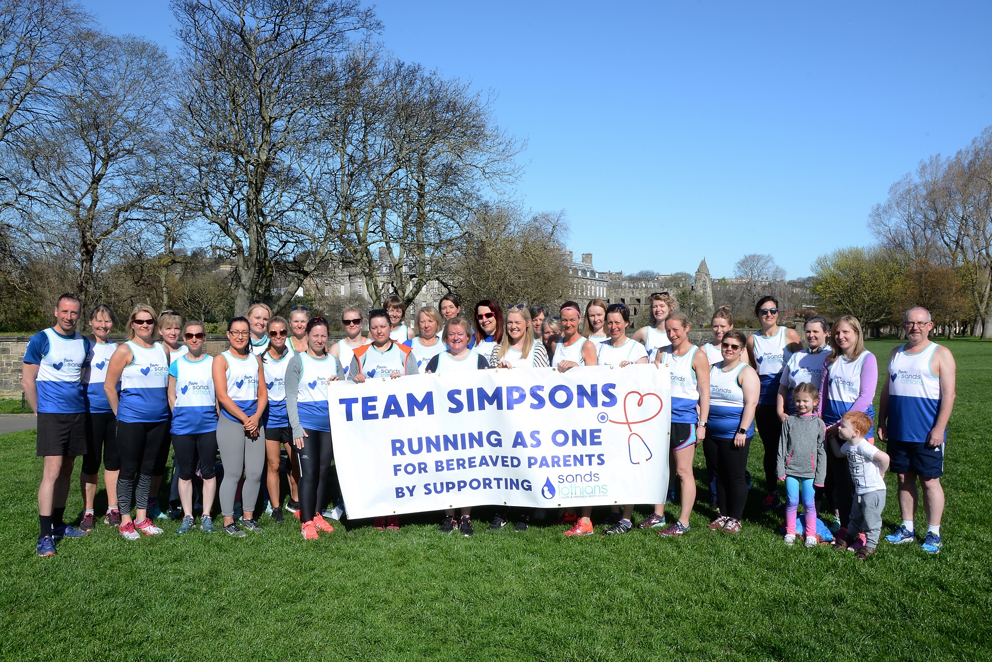 Team Simpsons running Edinburgh Marathon Festival for SANDS Lothians