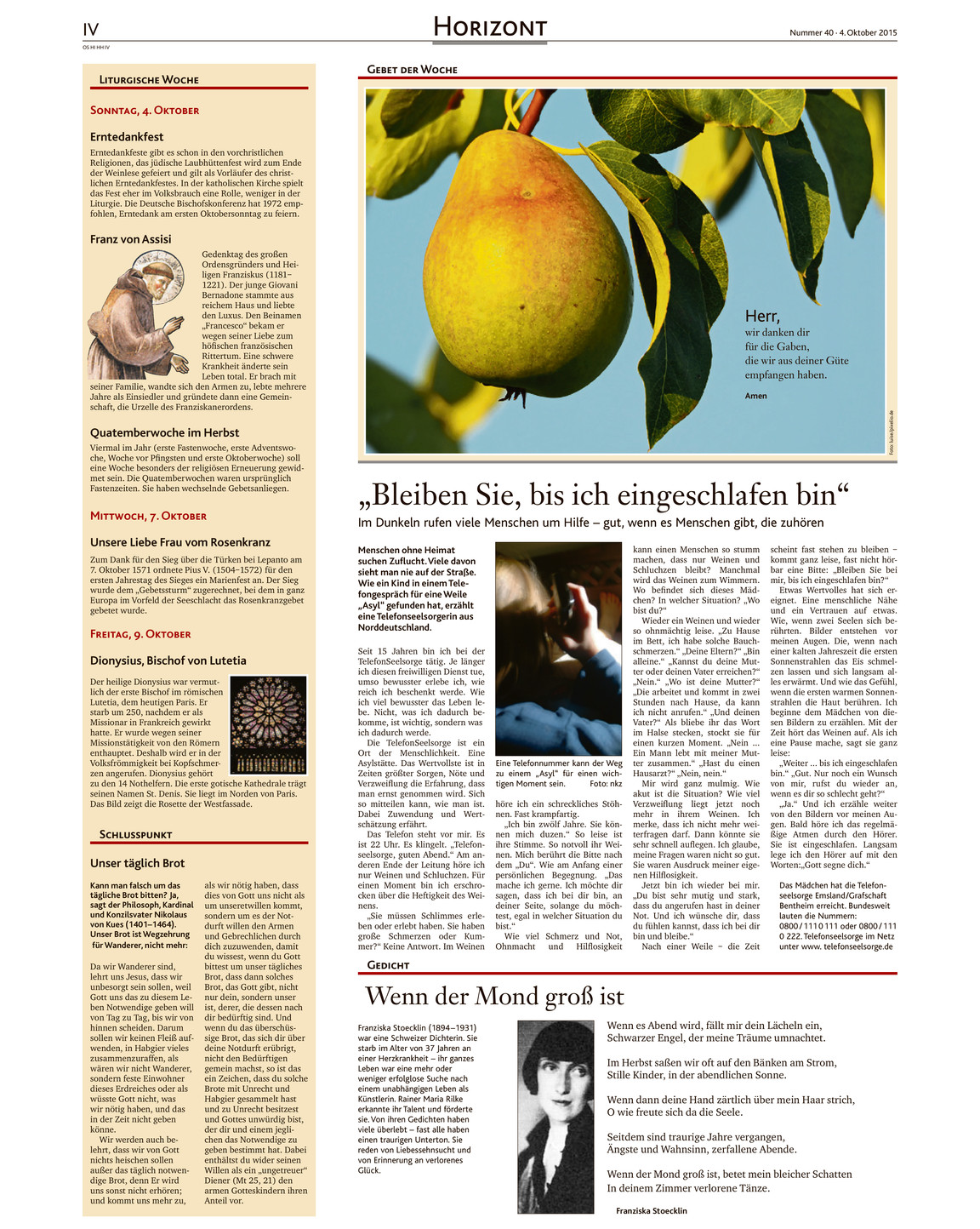 Kirchenzeitung 40 2015 Kirchenzeitung Hildesheim