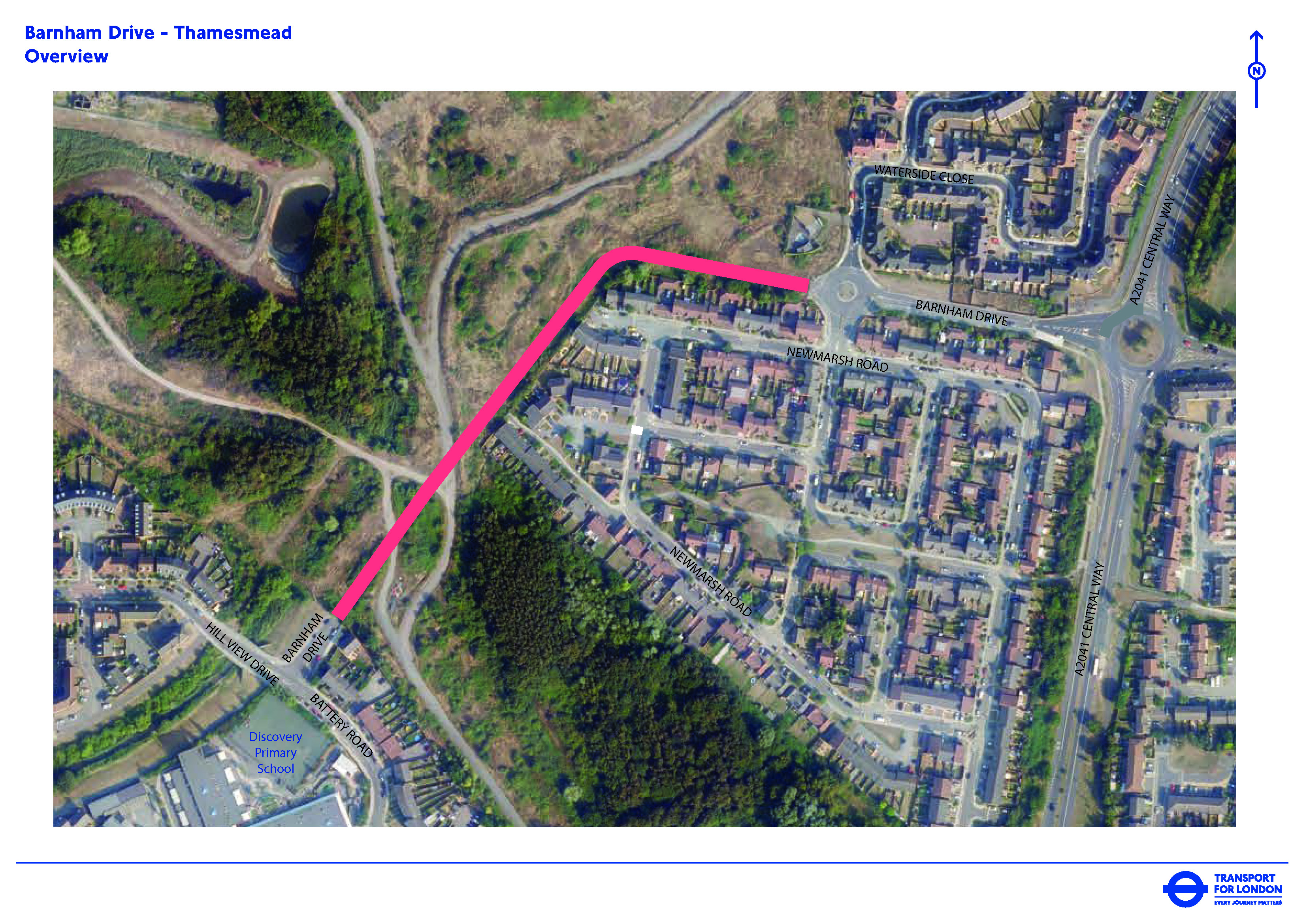 Aerial view of the proposed new road