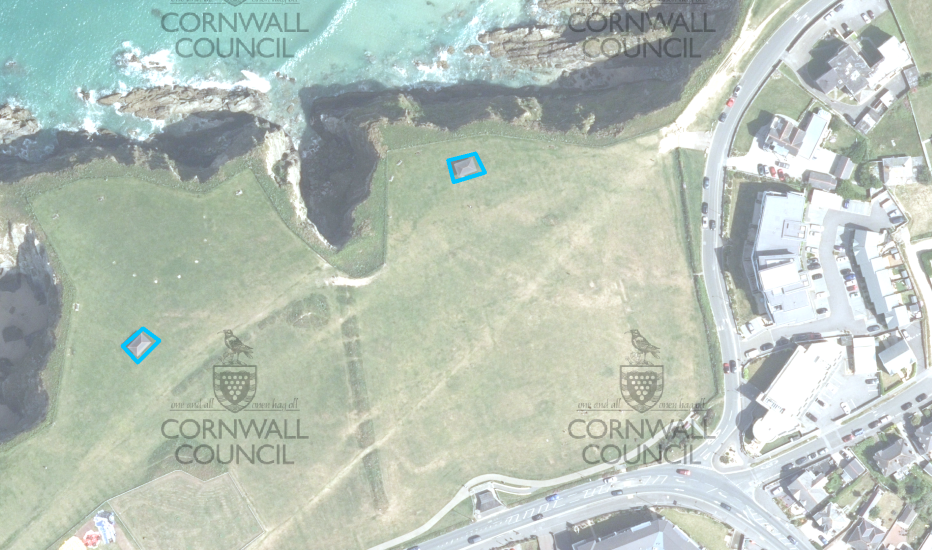 View from the air showing the location of the current shelters on Barrowfields