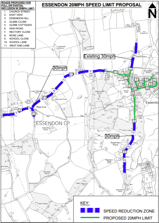 Map of proposed 20mph limits in Essendon