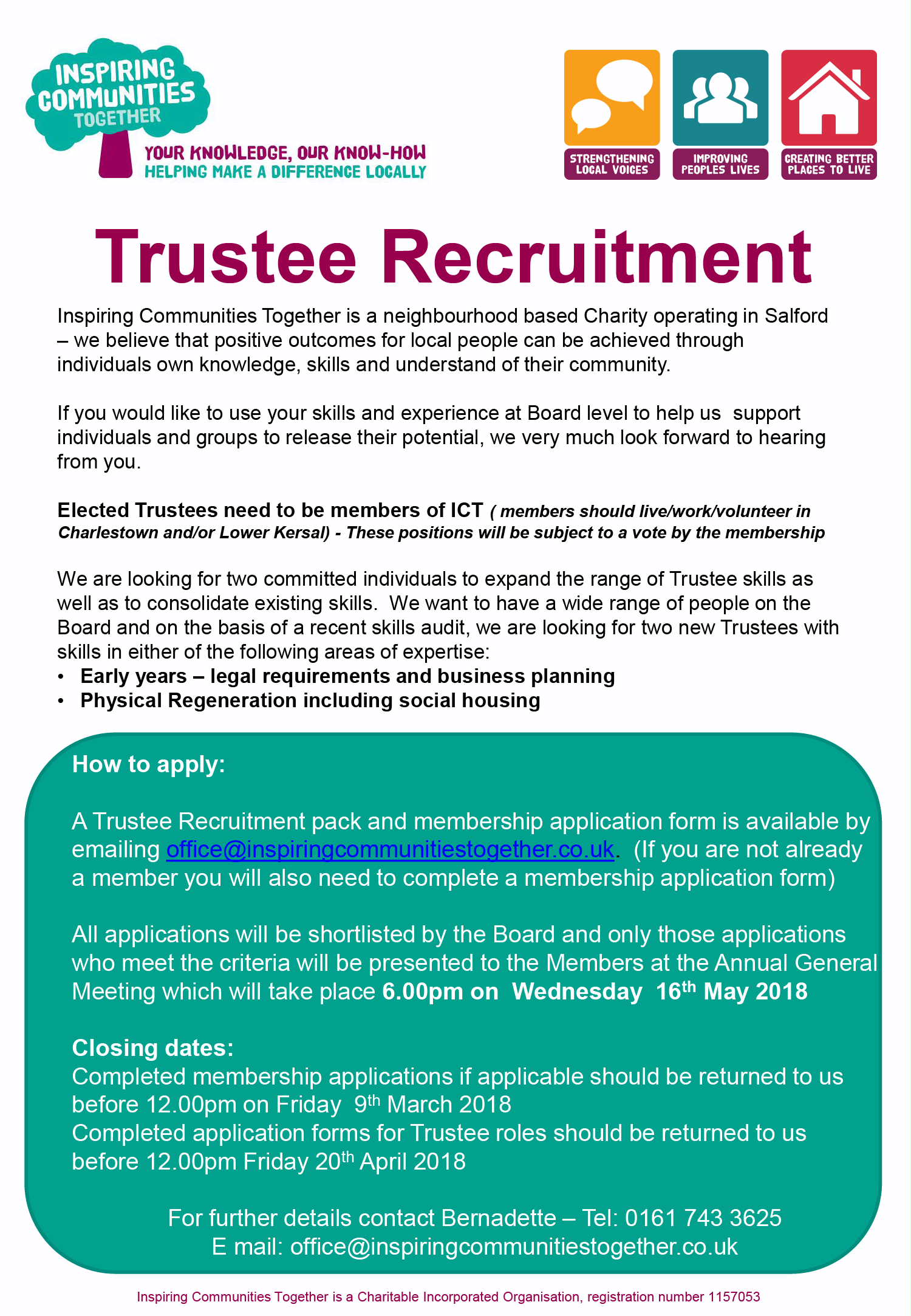 Inspiring Communities Together Trustee Recruitment Regenerating