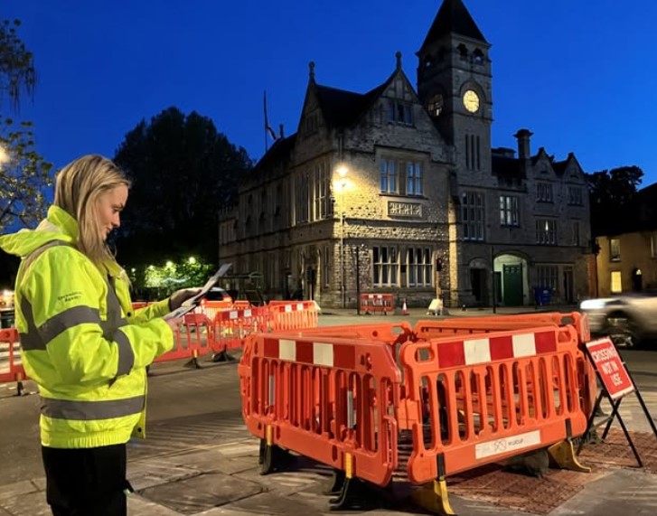 An Environment Agency officer monitors for odour