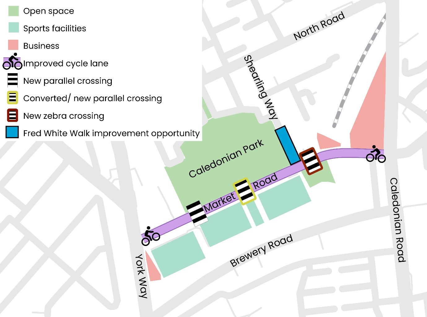 Map image showing the Market Road proposals