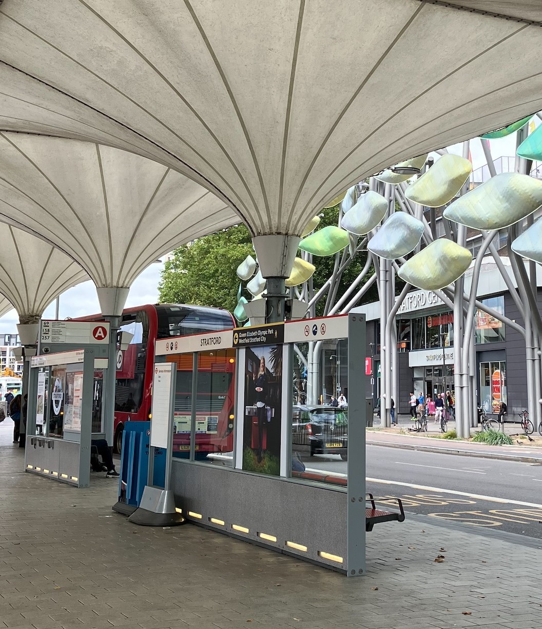 Bus stop at the Stratford bus station
