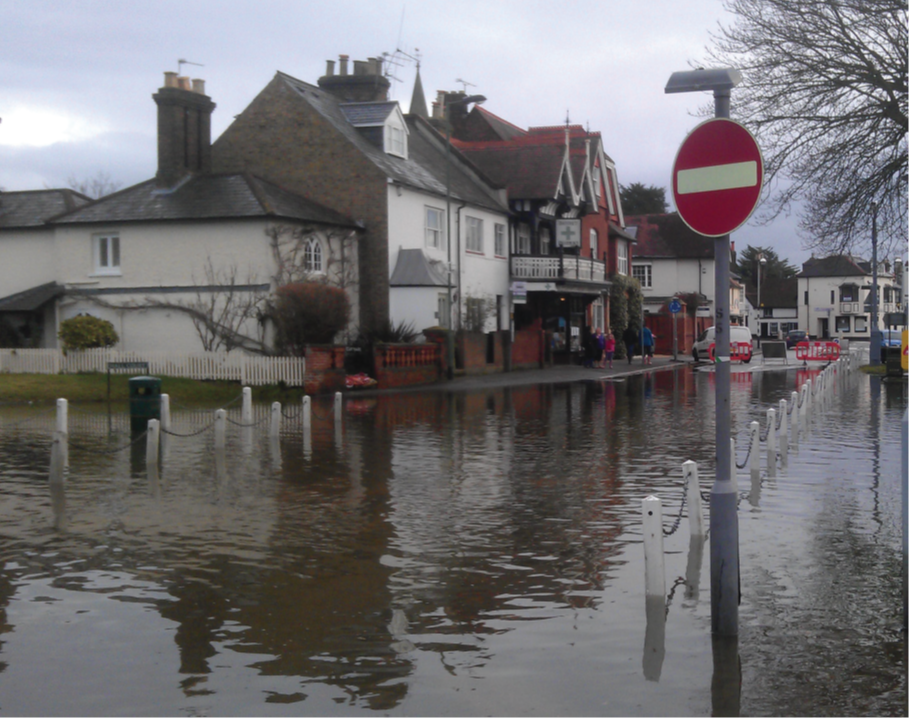 Pictures of Datchet Village showing flooding in February 2014