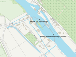 Image of map showing the River Thames and Location of Marsh Head Horsebridge