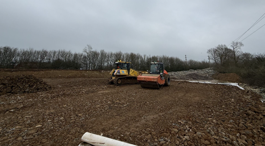 Plant machinery compacting the ground