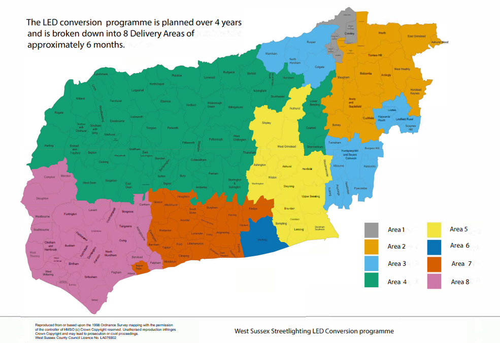 Deliver area map showing roll out of programme