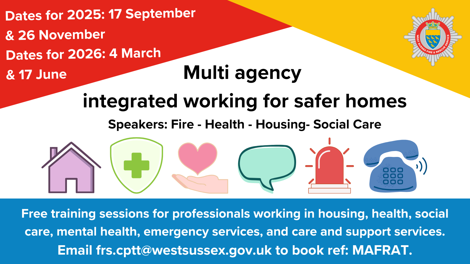Postcard style advert for Multi-Agency Fire Risk Awareness Training