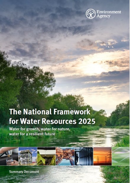 Front cover of the National Framework for Water Resources (2025) Summary Document, featuring a landscape image of a river and sky