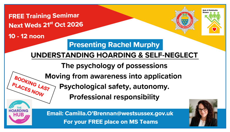 Flyer for Psychology of Hoarding Training Session on MS Teams