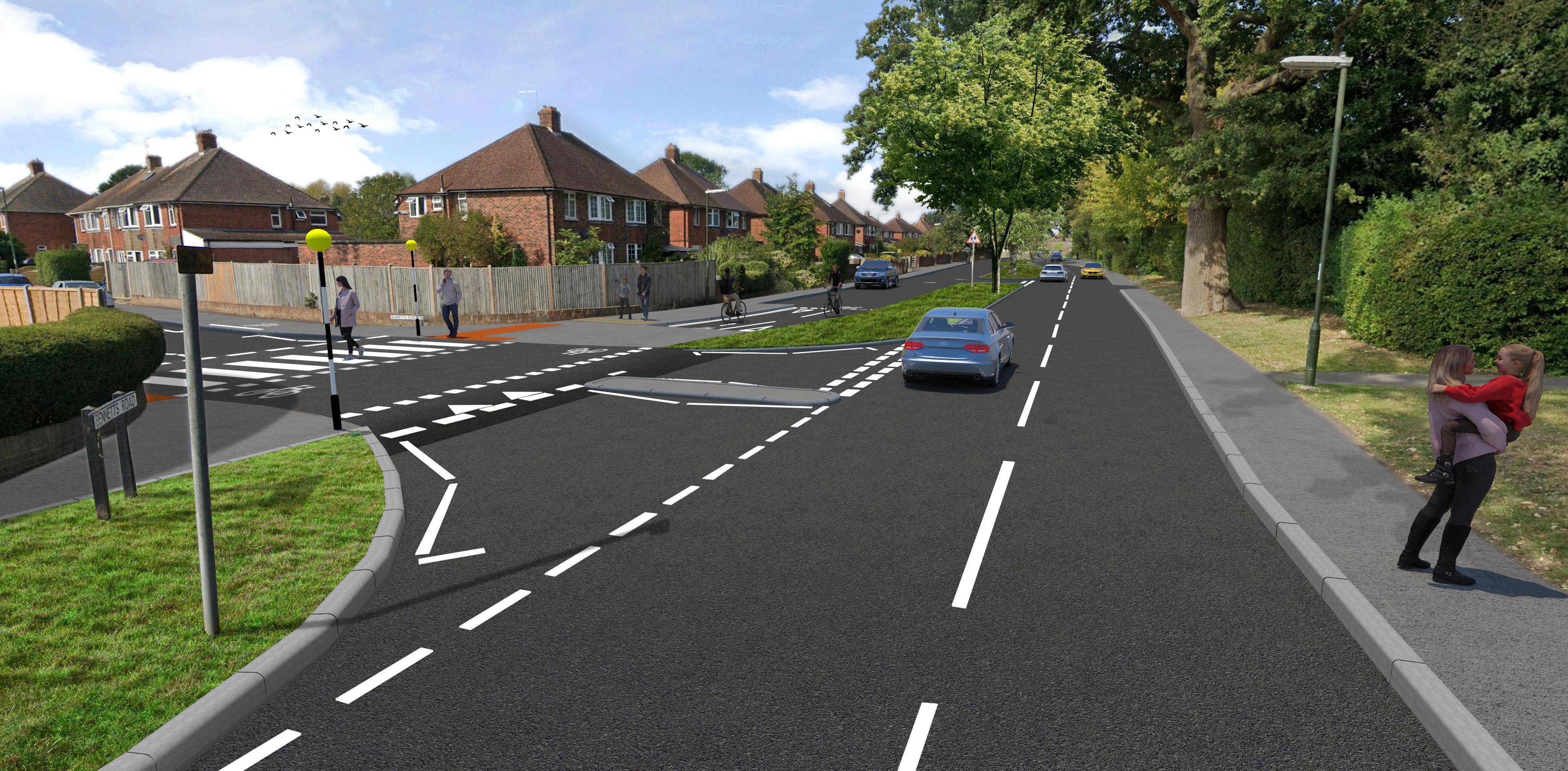 bennetts road junction with comptons lane visualisation of improvements