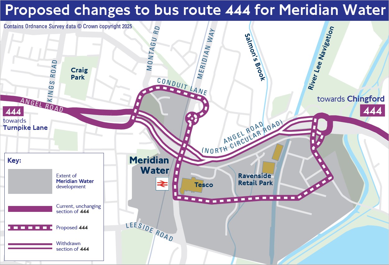 Map of proposed changes to route 444