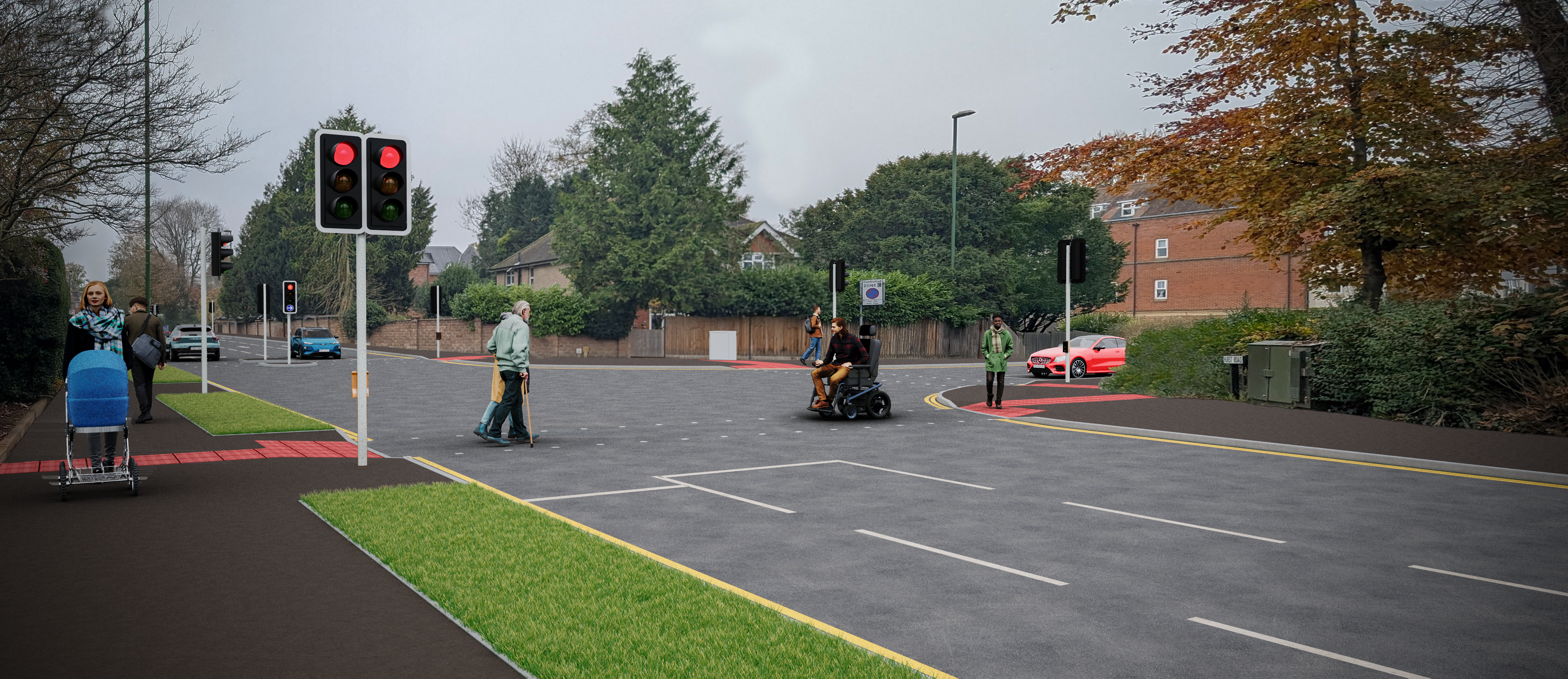 Artist impression of a new controlled pedestrian crossing on North Parade and traffic signal upgrades