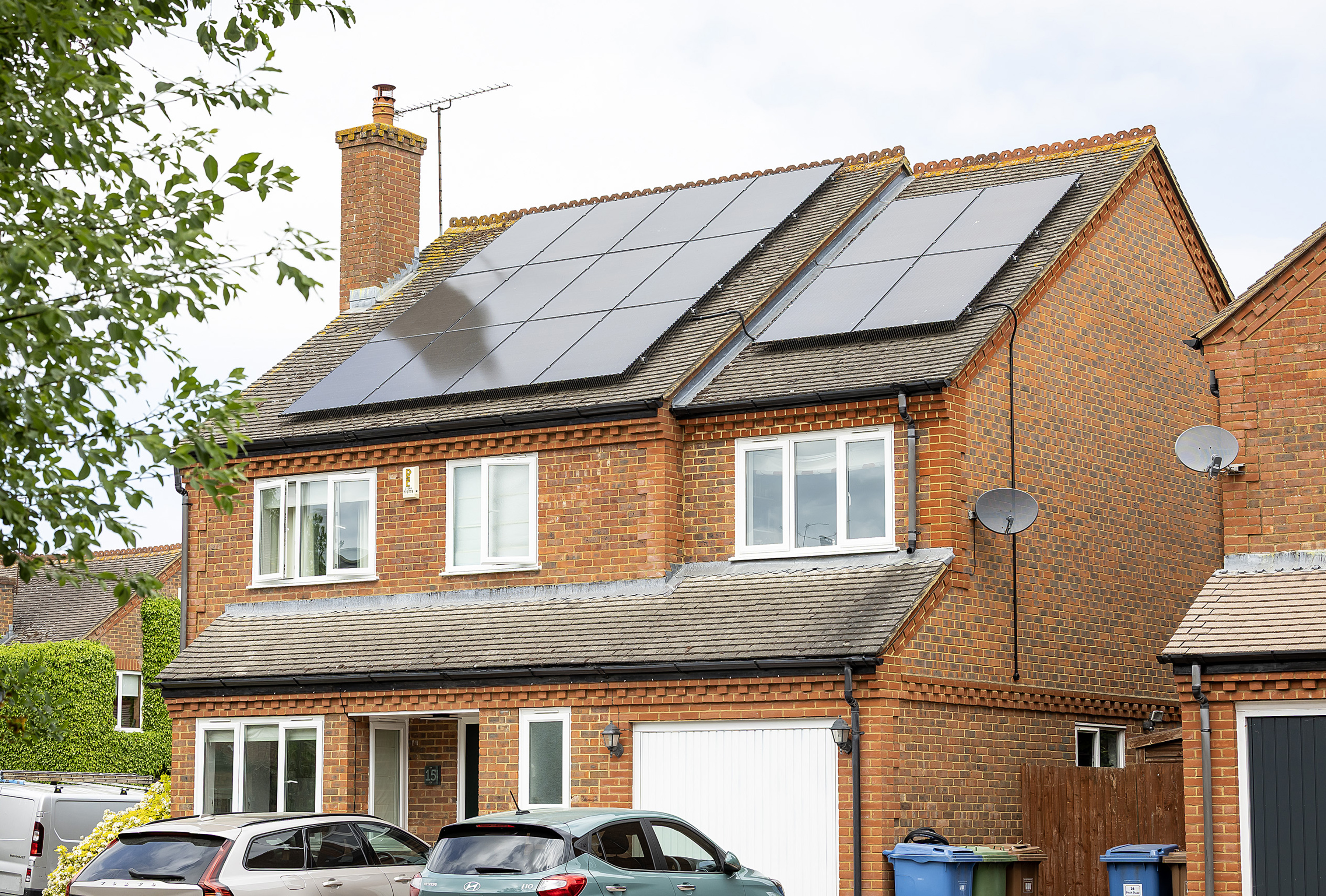 home with solar panels on roof