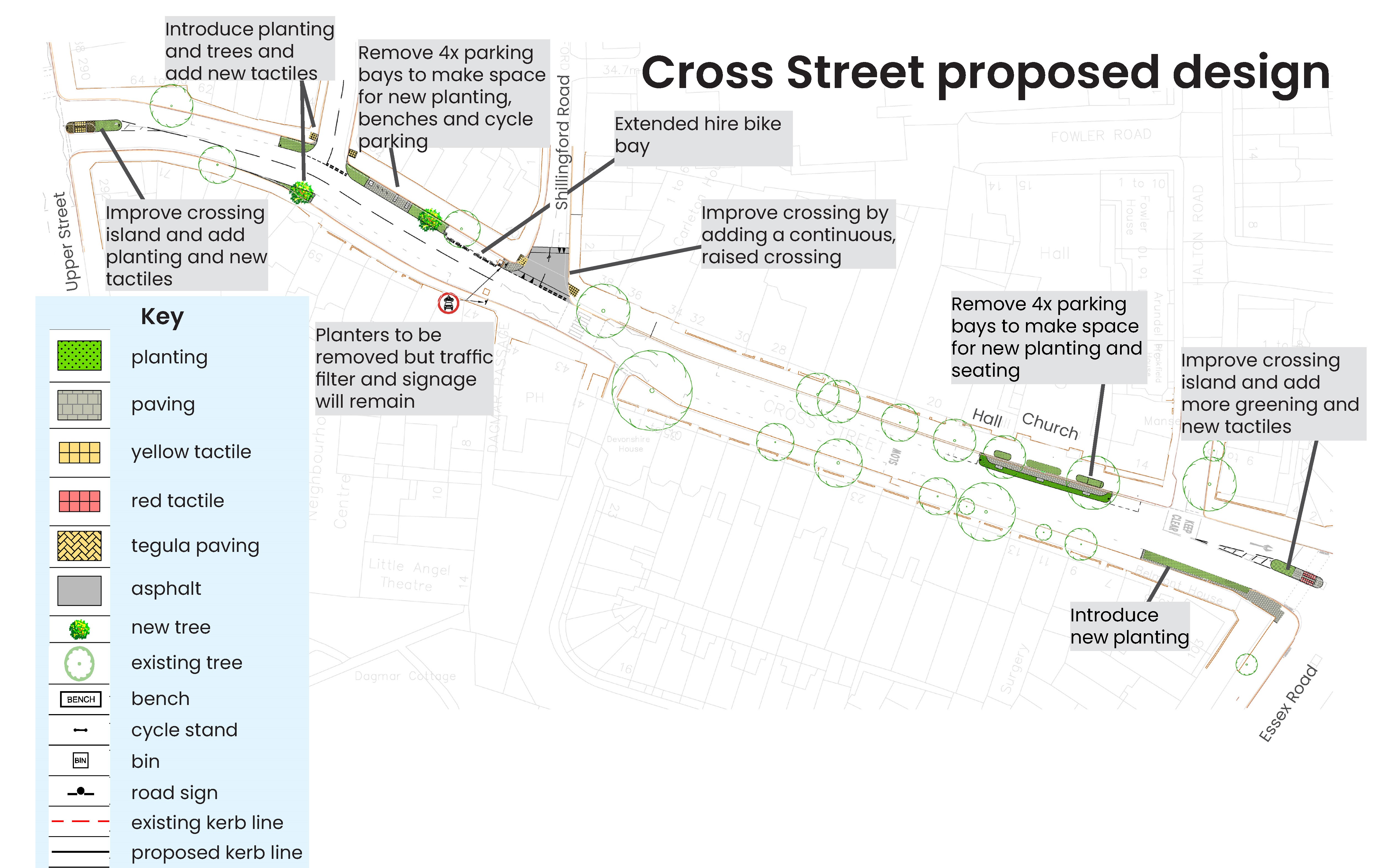 Drawing of proposed changes to Cross Street