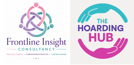 Logo for Hoarding Hub showing hands wrapped around the business activity