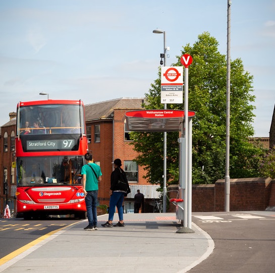 Image of bus stop with bypass