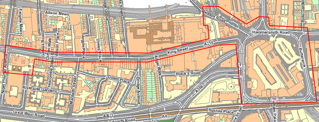 Appendix 1 - map of Hammersmith Town Centre.