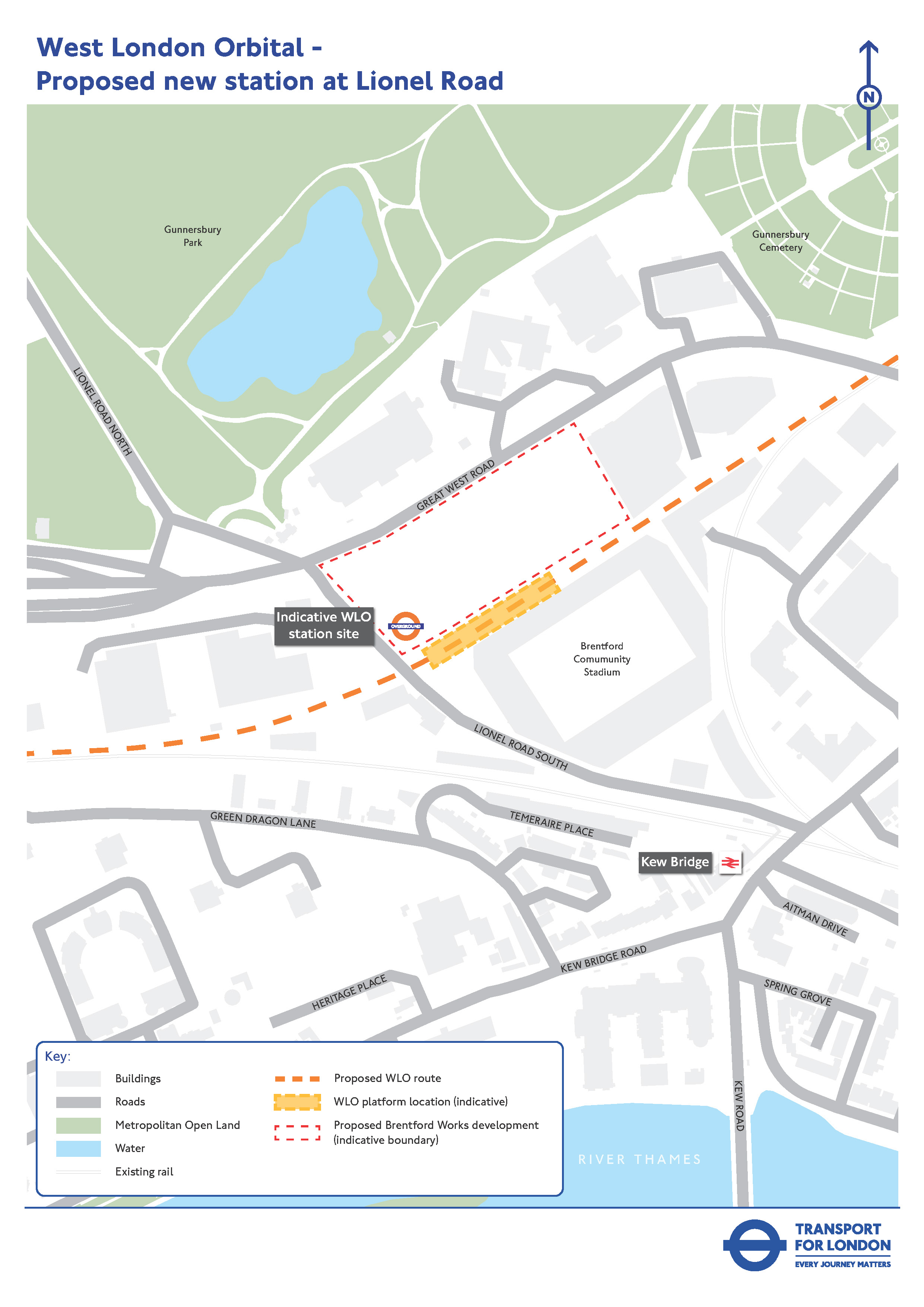 Map showing location of proposed new station at Lionel Road