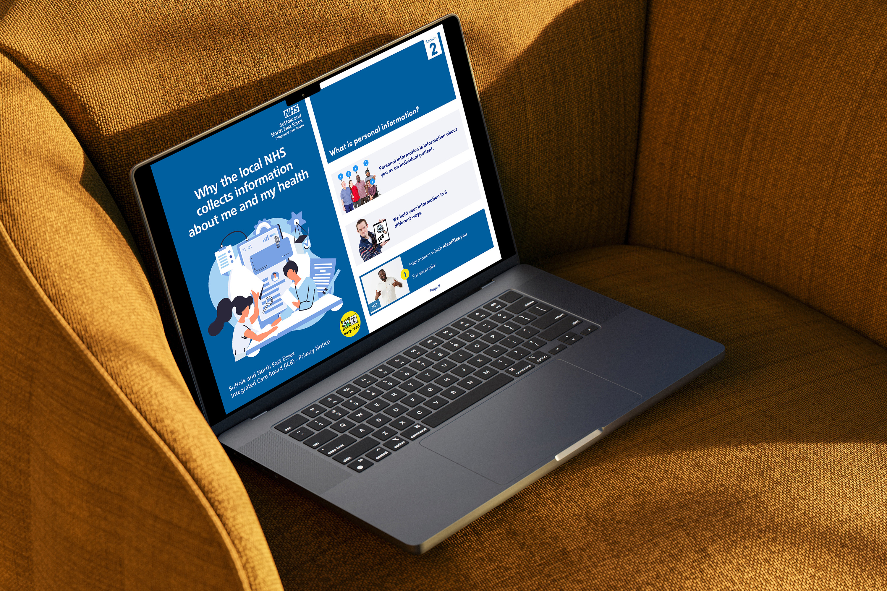 a mock up of an easy read policy document on a laptop screen