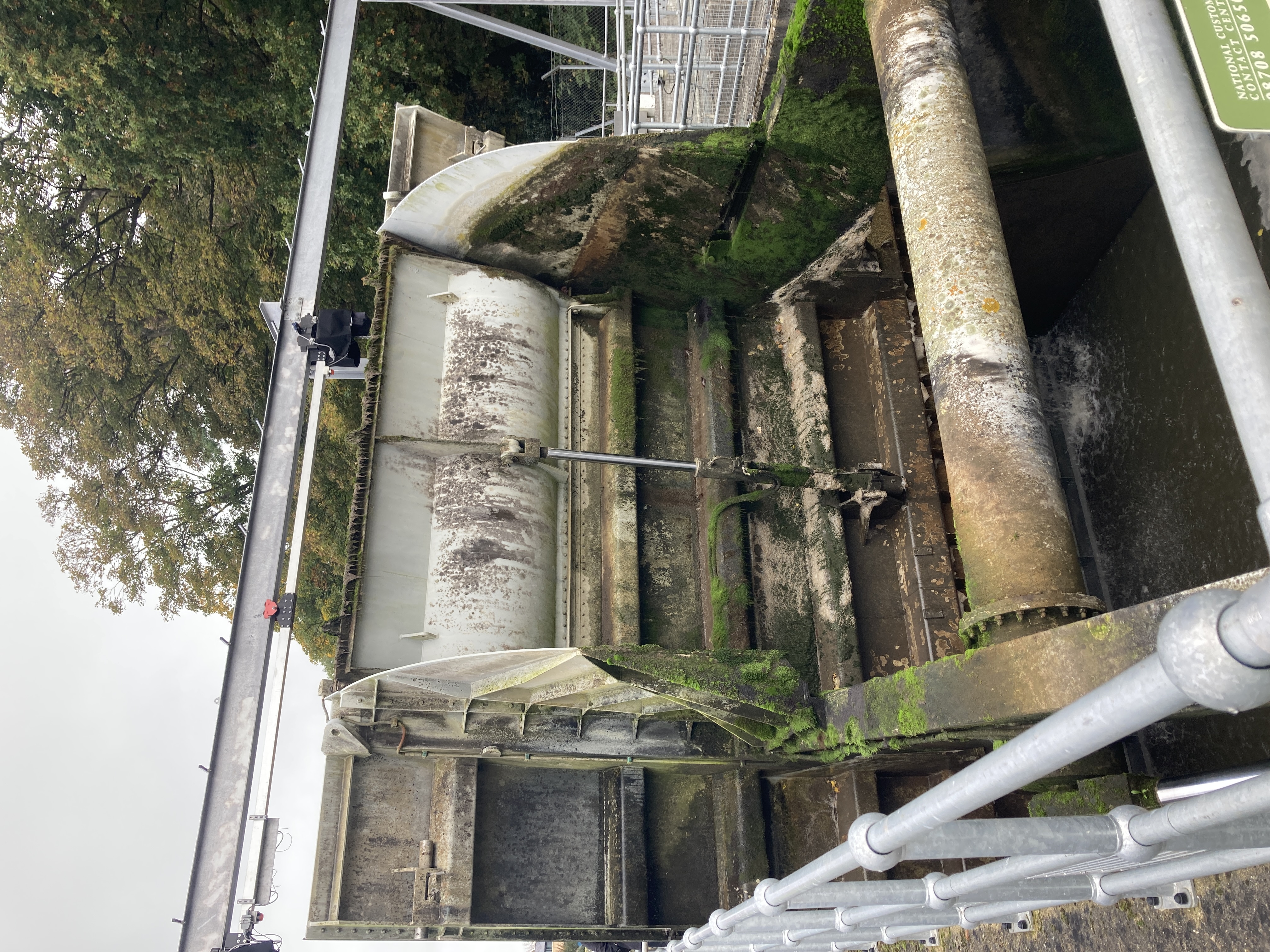 image of a raised weir gate at Taplow