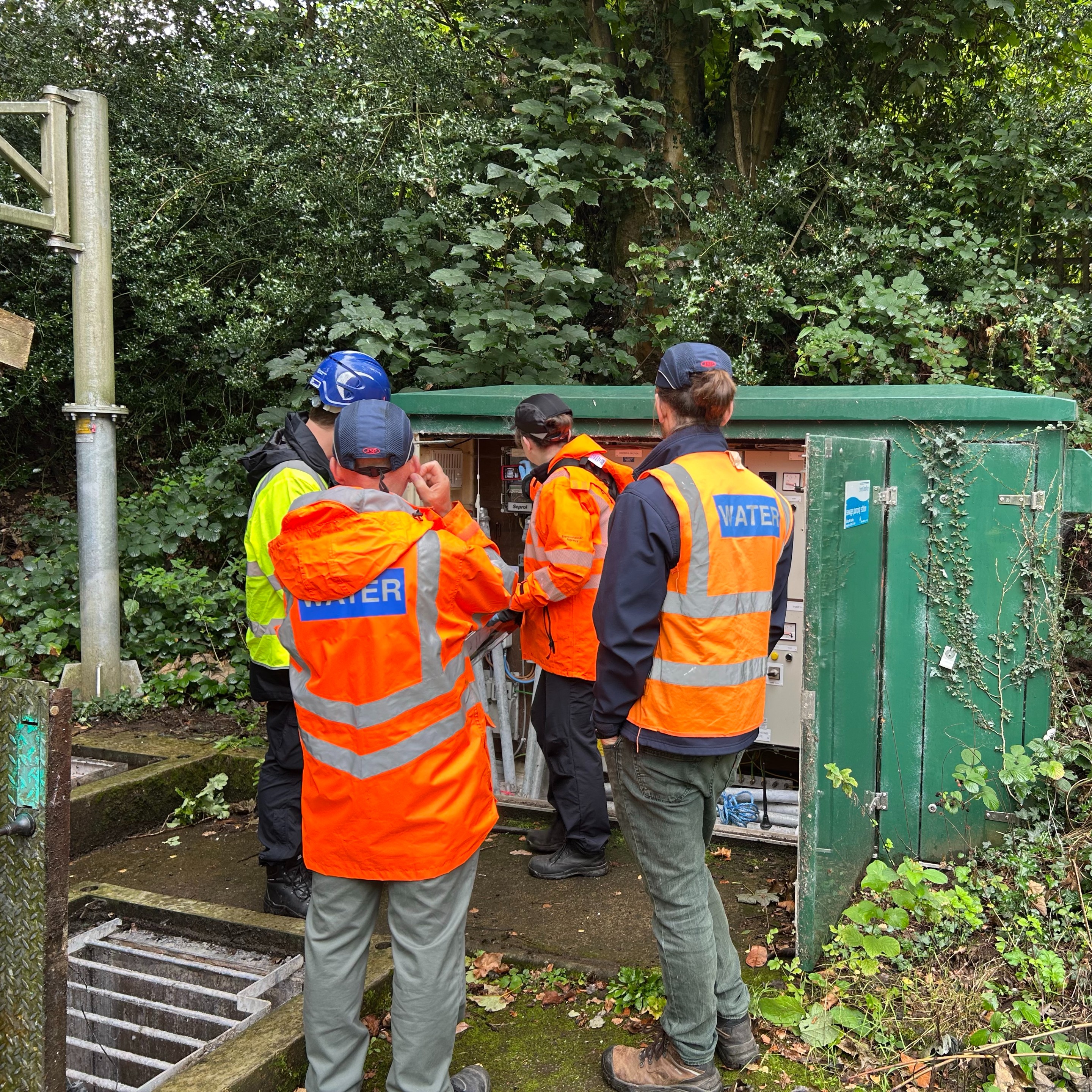 An enforcement officer conducting an inspection on a Pumping Station