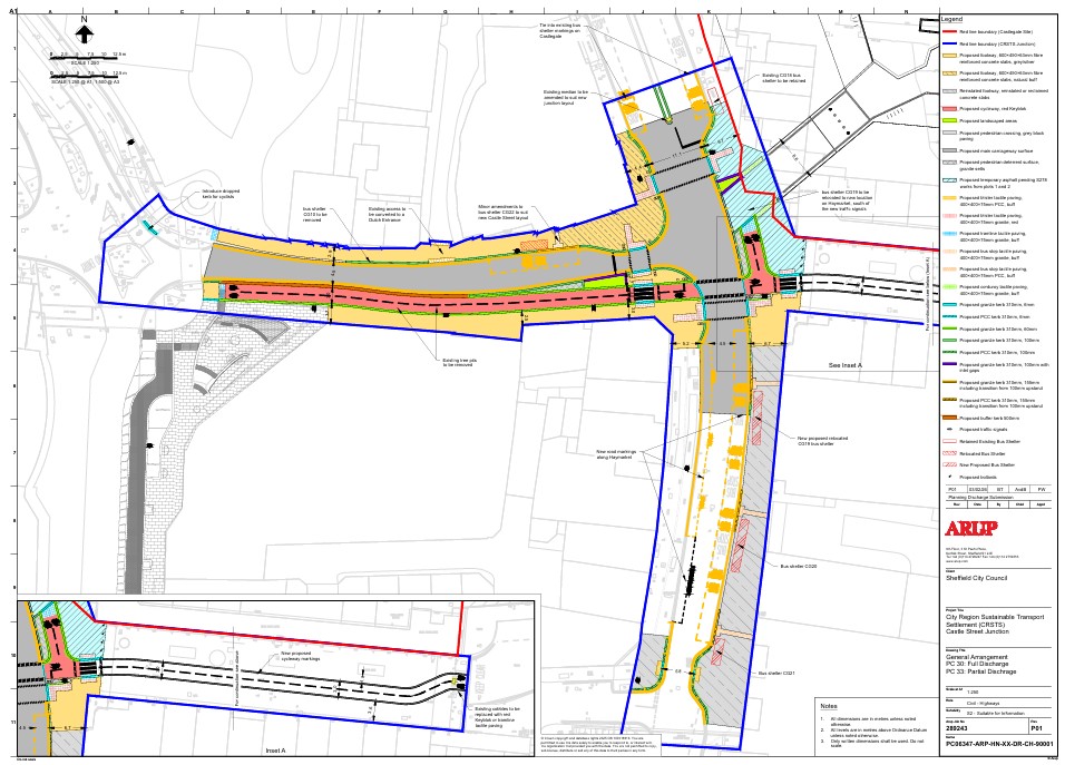 Updated plans for Connecting Sheffield: Castle Street following consultation. The changes included zebra crossings instead of uncontrolled crossings on the cycle route and additional signage to direct taxi users to the new rank location.