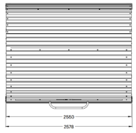A diagram of the birds eye view of a hangar showing the width measurements.