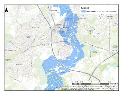 Image shows flood risk without the scheme