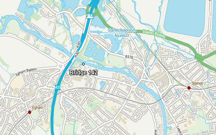map showing location of Bridge 142