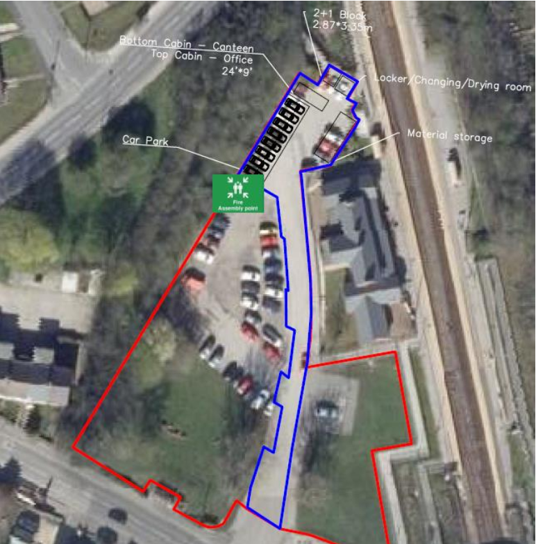 Image showing location of temporary car parking spaces