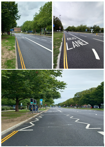 New bus lanes, bus stops and upgraded pedestrian crossings at Manor Royal, Crawley
