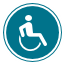 Icon representing a wheelchair user