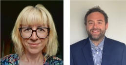 On the left, May Connolly smiling. On the right, Kyle Boswell smiling.