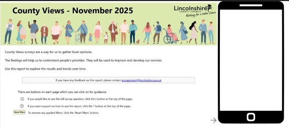 Mobile homepage to the PowerBi report for County Views.