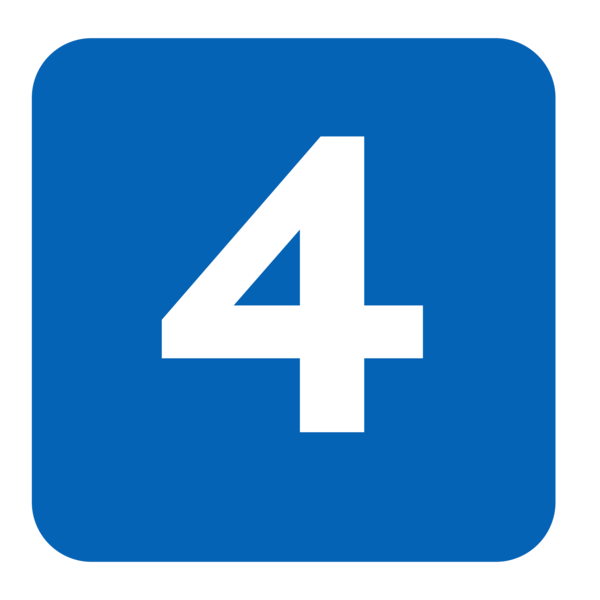 The number four in white on a blue background