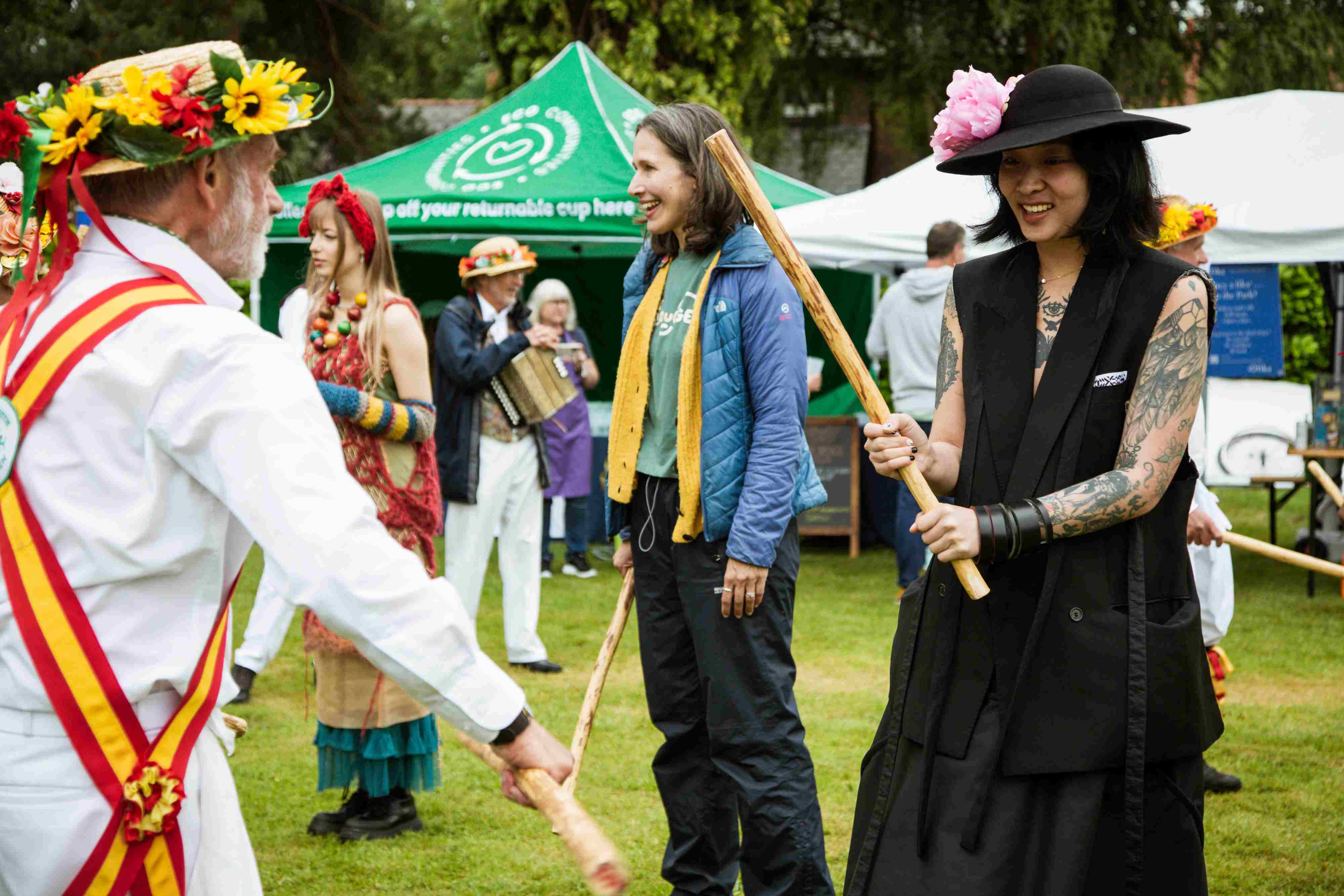 People taking part in morris dancing