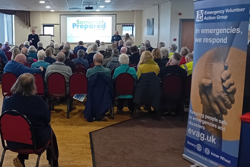 Group of people watching a presentation at the Somerset Prepared conference