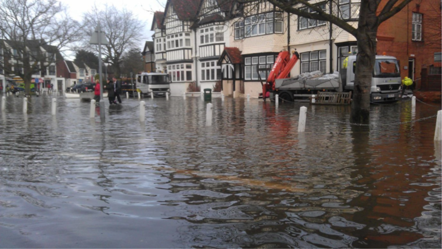 Pictures of Datchet Village showing flooding in February 2014